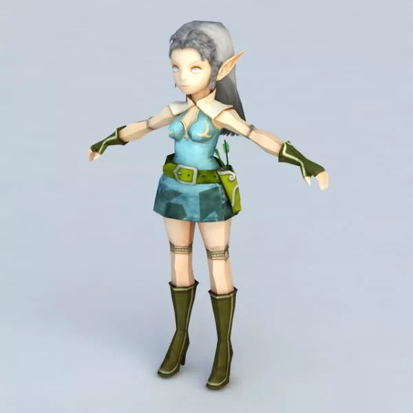 Anime Elf Girl Archer 3d model Anime Elf Girl Archer 3d model