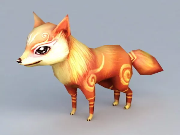 Low Poly Red Fox In Jungle 3d model