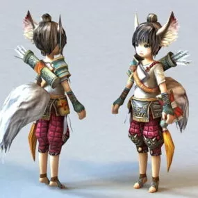 Anime Fox Spirit Girl 3d model