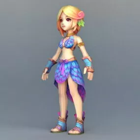 Anime Girl With Blond Hair 3d model