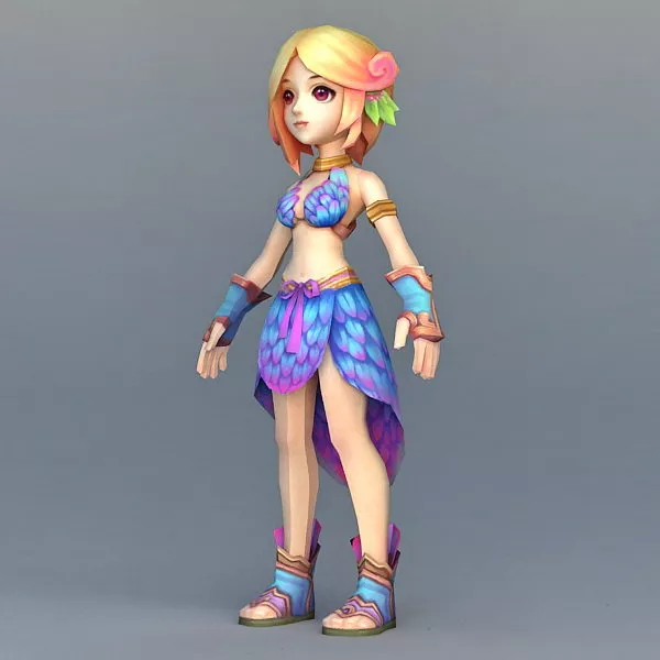 Anime Girl With Blond Hair 3d model Anime Girl With Blond Hair 3d model