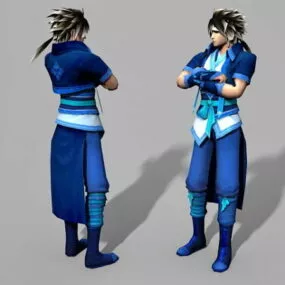 Anime Guy With Black Hair 3d model