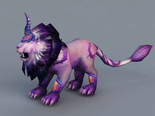 Old Stone Lion Statue 3d model