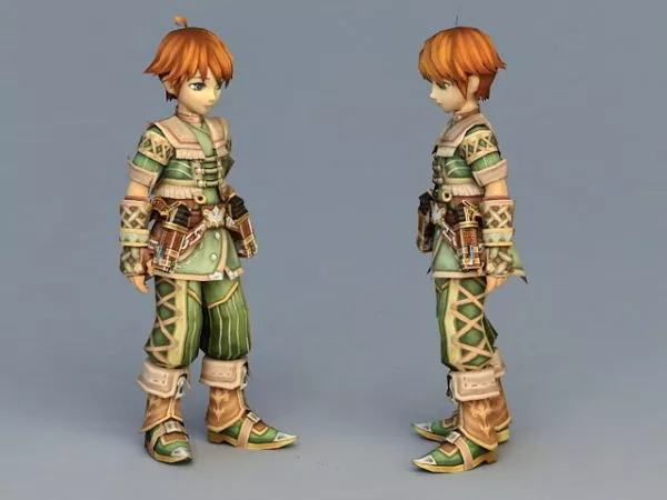 Anime Mercenary Boy Character 3d model Anime Mercenary Boy Character 3d model
