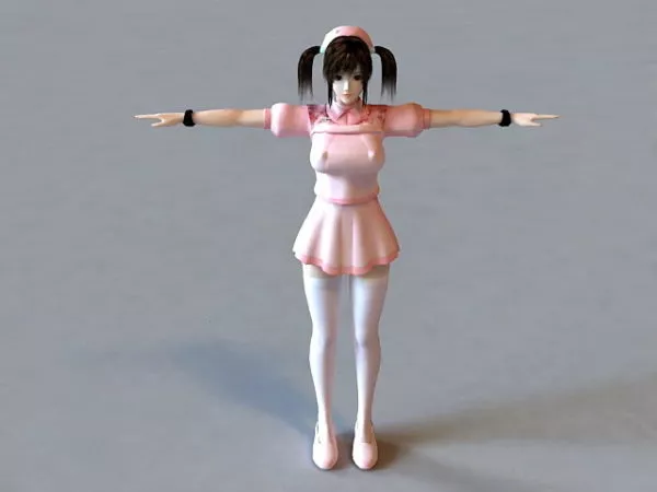Nurse Character With Blue Dress 3d model
