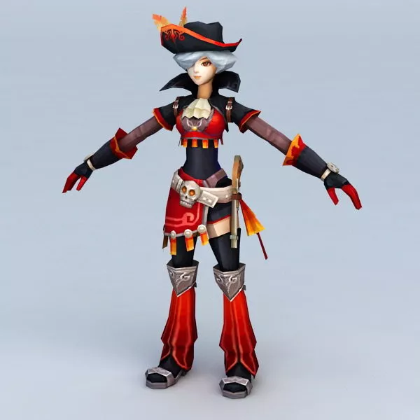 Anime Pirate Girl 3d model Anime Pirate Girl 3d model