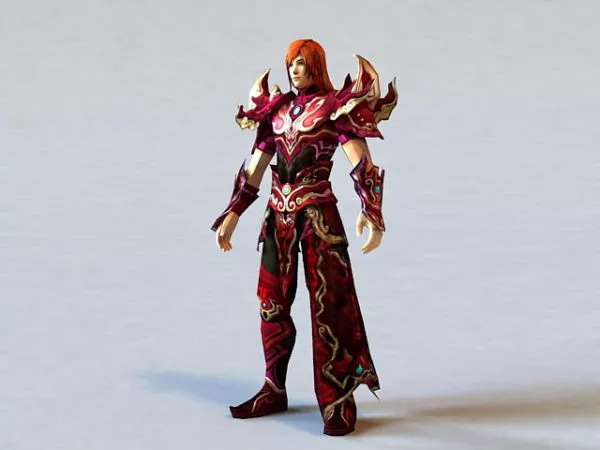 Anime Red Warrior 3d model Anime Red Warrior 3d model
