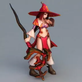 Anime Sorcerer Girl 3d model