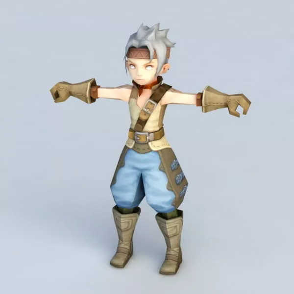 Anime Warrior Boy Chibi Free 3d Model - .Max, .Vray - Open3dModel