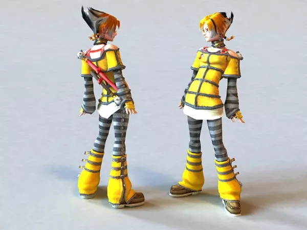 Beauty Anime Girl 3d model