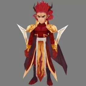 Anime Boy With Red Hair 3d model