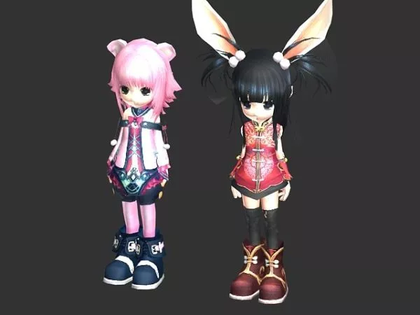 Anime Chibi Girls 3d model Anime Chibi Girls 3d model