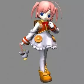 Anime Girl With Red Hair Character 3d model
