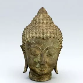 Antique Bronze Buddha Head 3d model