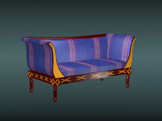 Antique French Settee 3d model Antique French Settee 3d model