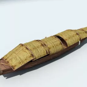 Antique Wooden Row Boat 3d model