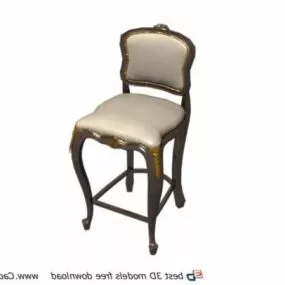 Furniture Antique Wooden Bar Stool 3d model