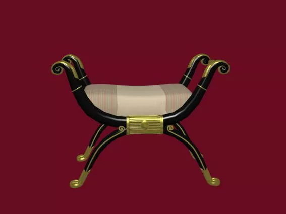 Antique X Ottoman 3d model Antique X Ottoman 3d model