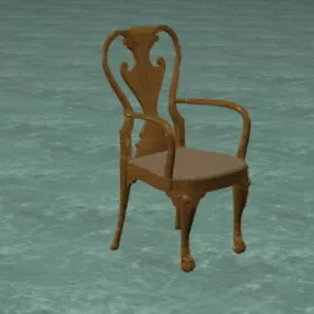 Antique Carved Wood Chair 3d model