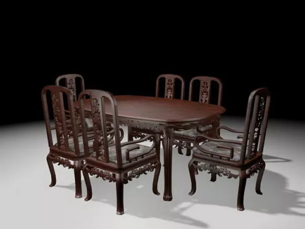 Antique Carved Wood Dining Room Set 3d model Antique Carved Wood Dining Room Set 3d model