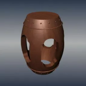 Wooden Antique Decorative Drum Stool 3d model