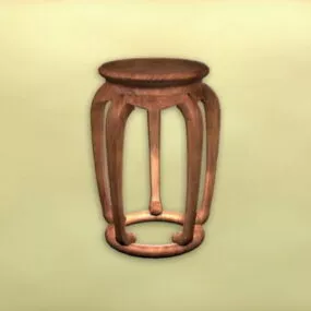 Antique Round Side Table Furniture 3d model