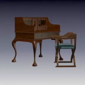 Antique Secretaries Desk And Chair 3d model