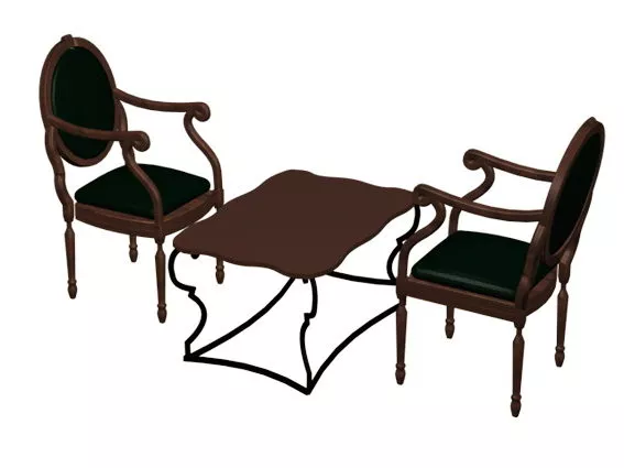 Antique Tea Table Sets 3d model Antique Tea Table Sets 3d model
