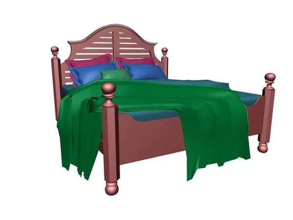 Antique Traditional Wood Bed 3d model Antique Traditional Wood Bed 3d model
