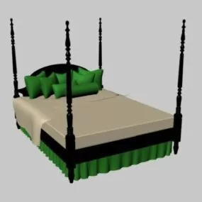 Antique Twist Four Poster Bed 3d model