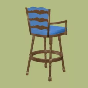 Antique Upholstered Bar Stool 3d model
