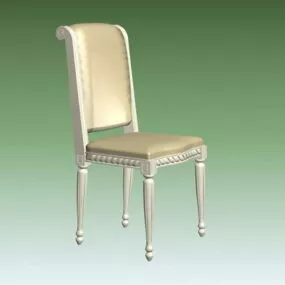 Antique White Wood Dining Chair 3d model