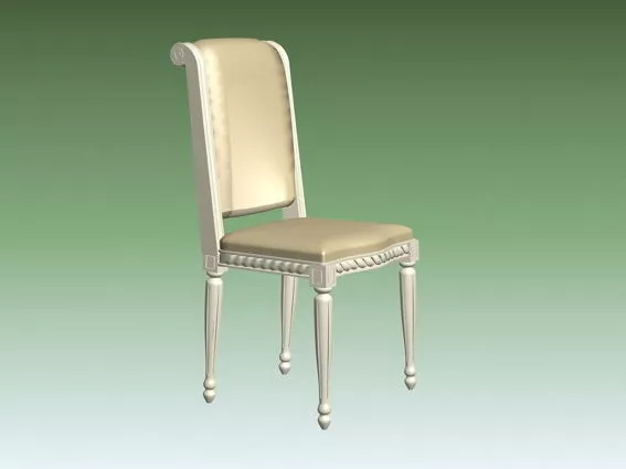 Antique White Wood Dining Chair 3d model Antique White Wood Dining Chair 3d model
