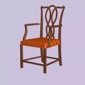 Antique Wood Arm Chair 3d model