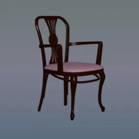 Antique Wood Bar Chair 3d model