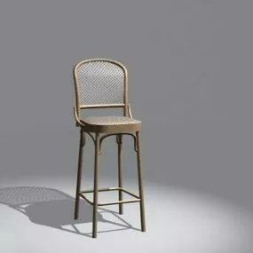 Antique Wood Bar Stool 3d model