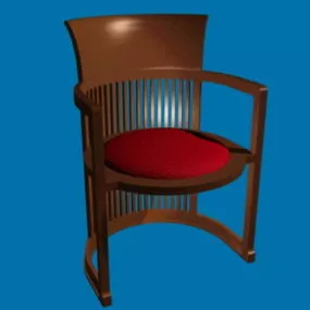 Antique Wood Barrel Chair 3d model