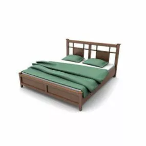 Antique Wood Platform Bed 3d model