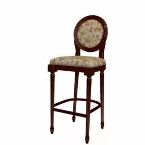 Antique Wooden Bar Stool 3d model