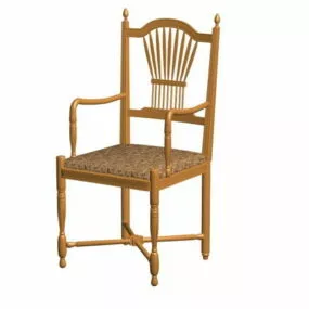 Antique Wooden Chair With Arms 3d model
