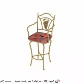 Antique Iron Bistro Bar Stool Furniture 3d model