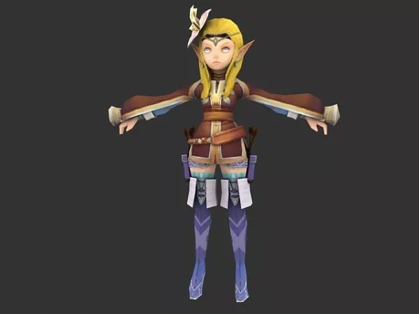 Girl With Joust Stick 3d model