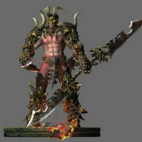 Armed Warrior Rigged Cartoon Character 3d model