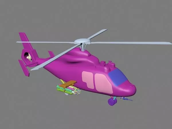 Red Helicopter Rescue Plane 3d model