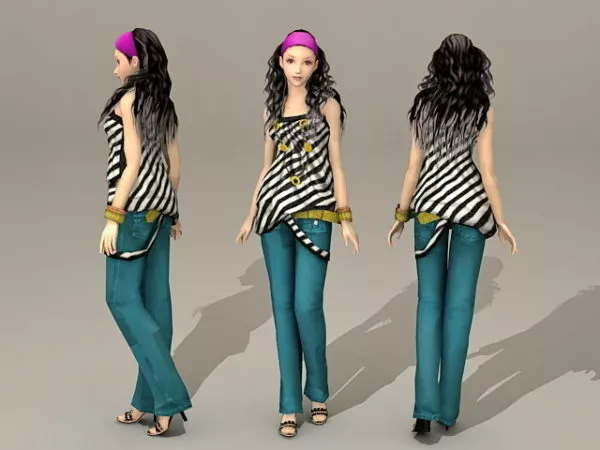 Asian Fashion Girl 3d model Asian Fashion Girl 3d model