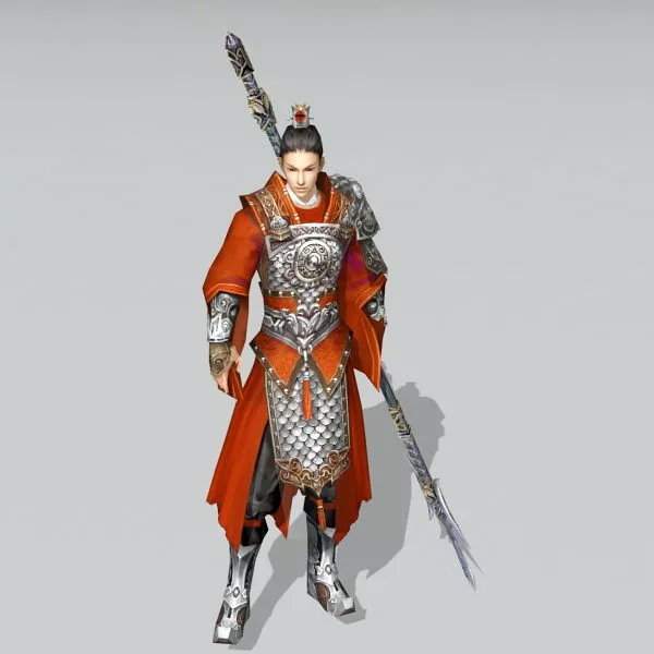 Asian Male Warrior With Spear 3d model Asian Male Warrior With Spear 3d model