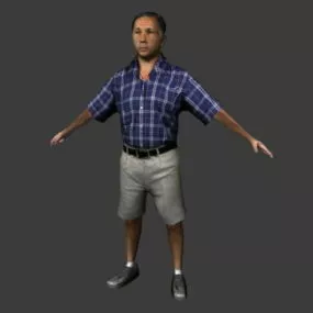 Character Asian Old Man In T Pose 3d model
