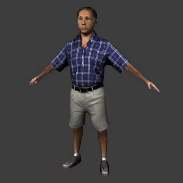 Character Asian Old Man In T Pose 3d model Character Asian Old Man In T Pose 3d model