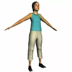 Asian Woman Character Standing 3d model