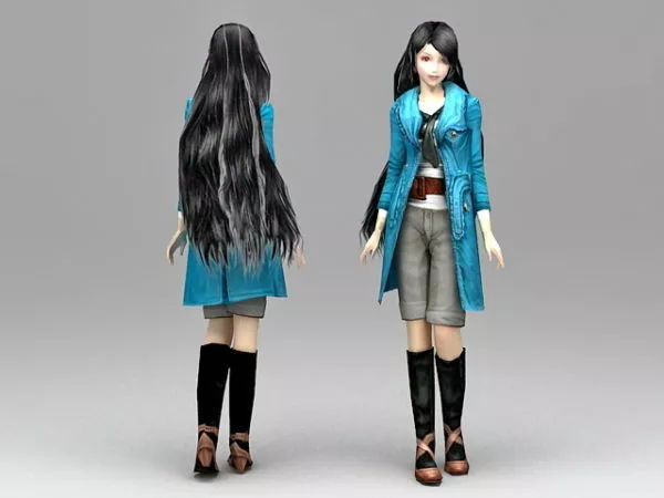 Anime Sword Fighter Female 3d model